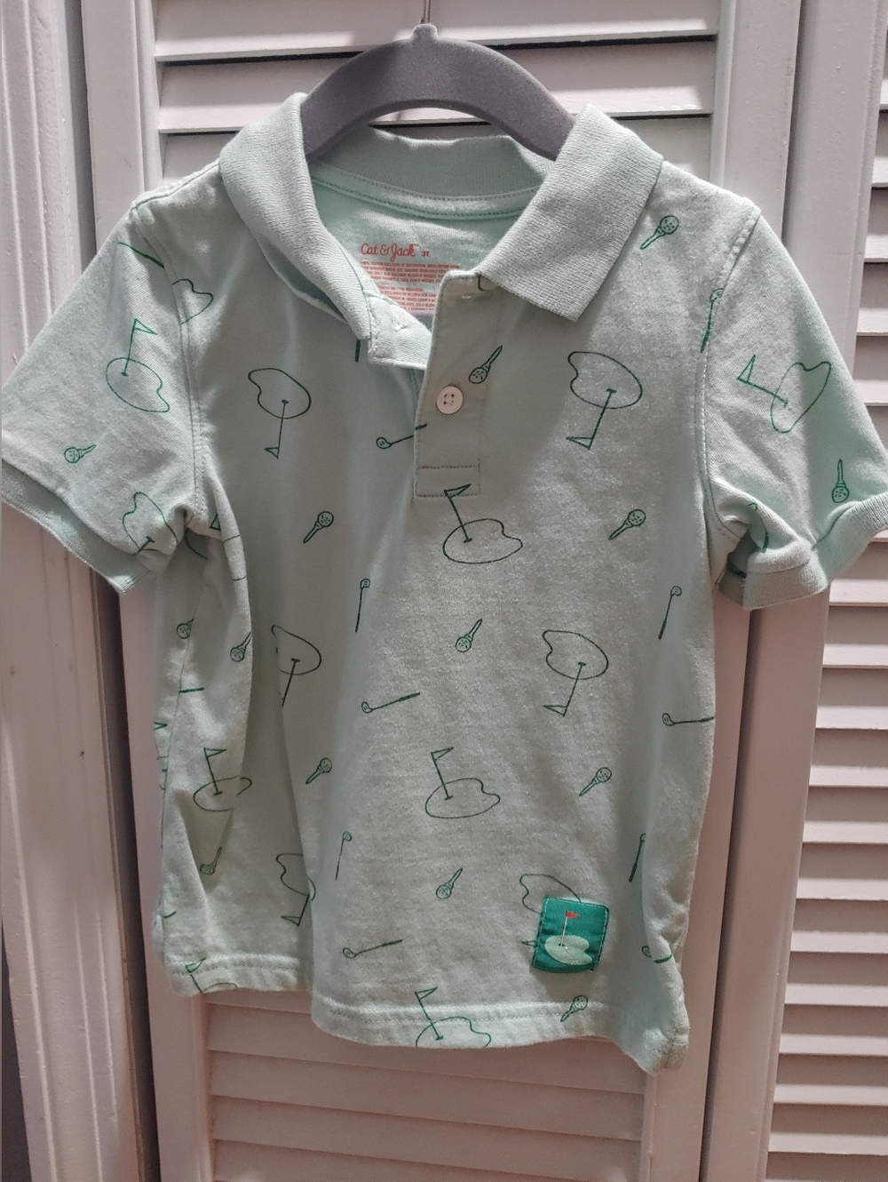 Cat & Jack Boy Light Mint Polo with Golf Motif / Size 3t